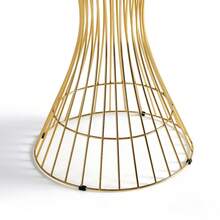 60cm Round Marble Texture Side Table, Gold Steel Base, Glossy Top, Suitable For Living Room/Dining Room/Coffee Corner - Brown - View 4