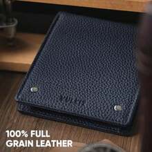 VULKIT Cartera Bifold de Hombre Cartera de Piel Genuina con Bloqueo RFID, Múltiples Ranuras para Tarjetas y Doble Ventana para el DNI Cartera de Uso Diario - Cuero de grano completo- Espresso - Ver 5