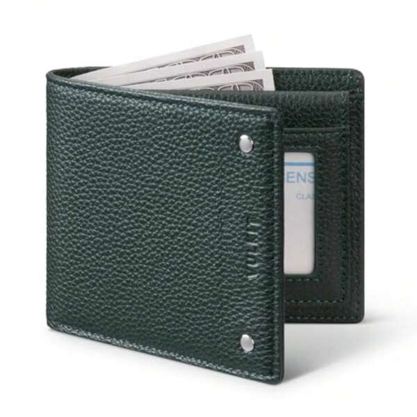 VULKIT Cartera Bifold de Hombre Cartera de Piel Genuina con Bloqueo RFID, Múltiples Ranuras para Tarjetas y Doble Ventana para el DNI Cartera de Uso Diario