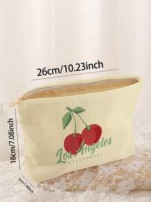 1 buah Tas Penyimpanan Kosmetik Portabel Motif Ceri, Dicetak Dua Sisi, Tas Kosmetik Perjalanan dengan Resleting, Tas Organizer Perlengkapan Mandi Multifungsi - MultiWarna - View 3