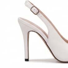 Geeyea Women's Slingback Heels, Pointed Pumps, Stiletto High Heels, Elegant Dress Shoes. Office Work Pumps, Party Shoes Heels, Minimalist Fashion,White - 白色 - 查看 5