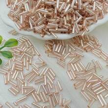 600 hạt cườm thủy tinh ma thuật 2*7mm, nguyên liệu làm đồ thêu chữ thập DIY, phụ kiện vòng tay và vòng cổ. - Hồng - Xem 2