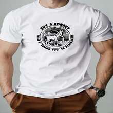 Playera blanca con chiste de comprar un burro, el clásico gracias en afrikáans, un dise?o retro y divertido para looks casuales. - Blanco - Ver 2