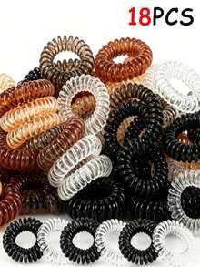 18/9 piezas de ligas para el cabello estilo coreano en espiral para recoger el cabello. Un exquisito juego de ligas para asegurar el cabello. Bandas elásticas para mujeres. Diseño minimalista, irradia elegancia. Coleta - Multicolor - Ver 8
