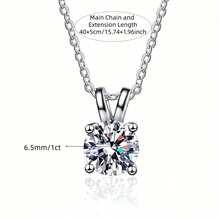 1 Carat Round Moissanite Pendant Necklace, 925 Sterling Silver Rabbit Design, Suitable For Women's Daily Wear, Comes With Gift Box - One 1CT - View 3