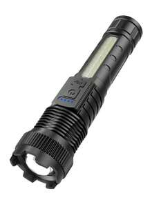 Camping, Linterna LED Recargable con Zoom, 7 Modos de Alta Luminosidad con Luz Lateral COB, Carga USB Tipo-C, Material ABS Resistente a Roturas, Linterna Táctica Multifuncional de Mano para Uso en Exteriores, Emergencias y Hogar - Varios - Ver 13