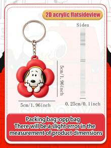 Set Gantungan Kunci Snoopy Tema Hati Hari Valentine (2 buah), Gantungan Kunci Snoopy Berbalut Bunga Merah & Memeluk Hati, Aksesori Multifungsi untuk Kunci Mobil dan Tas Tangan, Aksesori Kasual & Hadiah Kejutan Ulang Tahun - MultiWarna - View 3