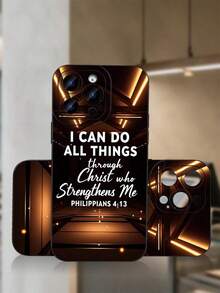1 elegante funda para teléfono, no incluye cordón ni soporte. Funda para con versículo bíblico cristiano Filipenses 4:13, funda protectora con cita inspiradora para hombres y mujeres. - Negro - Ver 1