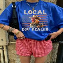 Heartfelt Daily Casual Graphic T-Shirt 100% Cotton Oversized Soft Breathable Casual Crewneck Short Sleeve Top Vintage Cute Aesthetic Minimalist Retro Vibe  Basic Casual Wearers Fashion Lovers Daily Outfit Enthusiasts Gift Givers - 藍色 - 查看 18