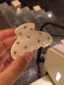 2件/1件組 時尚6.5cm/2.56in 塑膠髮夾，玳瑁花紋與白色水鑽設計，百搭髮夾適合日常穿搭、休閒出遊、派對、通勤、海邊度假、馬尾與髮髻、洗臉、化妝、穿搭搭配及夏季度假髮飾 - 彩色 - 查看 5