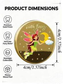 1pc Tooth Fairy Commemorative Coin, Double-Sided 3D Relief Fairy & Molar Design - Suitable For Birthday Surprise Gifts, Baby Shower Gifts, Baby Shower Presents, Baby Teething Ceremony And Holiday Gift Occasions - Multicolor - View 9