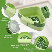 Suction Cup Sink Strainer Basket Automatic Dump Sink Trash Collector, For Storing Food Scraps. Triangular Sink Sponge Storage Rack (Color: Green, Orange) - Suction Cup Strainer Basket Suitable For Kitchen And Bathroom Sinks. - View 11