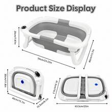 Foldable Baby Bathtub, Suitable For Newborns To Infants Aged 0-12 Months, Comes With A Soft Cushion And Thermometer,Portable Travel Baby Tub For New - 灰色 - 查看 2