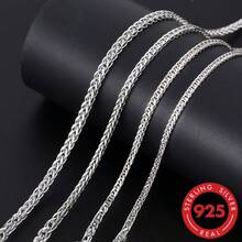 1pc S925 Sterling Silver Ruler Braided Rope Chain Necklace, Women's Chopin Necklace, Hypoallergenic Material, Durable And Fade-Resistant, Suitable For Daily Layering Jewelry, Gift For Her, Length 16/18/20/22/24/26/30 - Silver - View 2