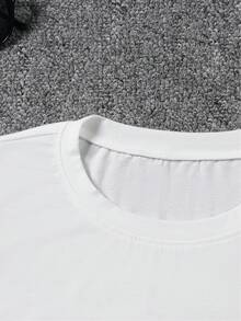 Short-Sleeved T-Shirt With Festive Valentine's Day Print, Regular Fit And Round Neck, Women's Clothing For Spring/Summer, Casual Outdoor Style, Lightweight And Breathable Fabric. - 白色 - 查看 3