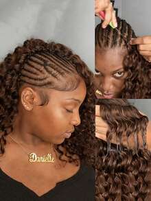 Deep Wave Feather Hair Extensions, #4 Color Human Hair, Invisible Miracle Knot Braided Hair, 60g Pre-Bundled Braided Hair, Reusable Brazilian Hair Extensions, Braided Hair - S4 - View 2