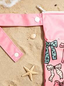 1 pieza Bolsa de almacenamiento de viaje con estampado de lazo para playa y vacaciones - Ver 4