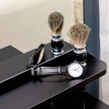 Vanity Table And Stool Set, Makeup Desk With Large Mirror, Open Shelves And 4 Drawers, Black And White - Black - View 9