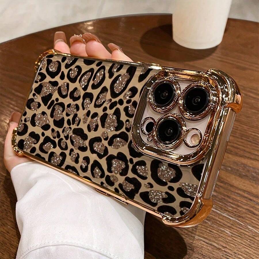 Compatible con mode de la serie Compatible con iPhone 17 16 15 14 13 12 11 Pro Max, Funda de teléfono con patrón de diseño de moda, Protección de cuatro esquinas. - Dorado - Ver 1