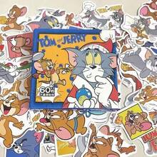 Warner Bros 60pcs/Box Tom And Jerry Cartoon Stickers,They Can Be Used To Decorate Suitcases, Scrapbooks, Diaries, And For Everyday DIY Decorations. These Cute Cartoon Peripheral Products Are The Perfect Birthday Gift For Anime Lovers. - Multicolor - View 3