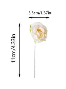 1pc Artificial Mini Rose Bud Letter DIY Wreath Material, Candy Box Accessory, Home Wedding Decoration, Bridal Wrist Flower Corsage Headpiece Material, Valentine's Day New Year Decoration, Birthday Party Cake Accessory - Champagne - View 4