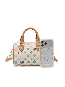 Niche, Understated Luxury Style, Colorful Geometric Monogram Boston Bag, Adjustable Shoulder Strap, Fashionable And Versatile Women's Shoulder Bag. - Multicolor - View 9