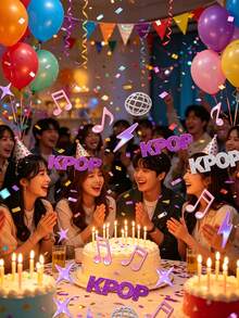 500pcs Multi-Color Glitter K-POP Theme Confetti, Colorful Disco And Music Note Table Decor Scatter Props, Versatile Party Favors For Small Birthday Parties And K-POP Fan Holiday Celebrations - Multicolor - View 3