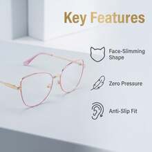Y2K Cool Blue-Green Cat Eye Frame Glasses, Women's Non-Prescription Glasses Accessory - Black Gold - View 11