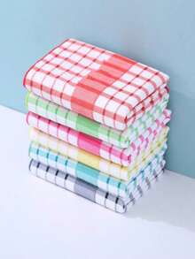 1 pieza/12 piezas Paño de cocina/Estropajo estampado a cuadros moderno, Toalla de cocina, Microfibra ultrasuave, Alta absorción, Color dopamina, Tecnología de impresión 3D, Colores vibrantes, Lavable y duradero, Adecuado para cocina, sala de té, sala de estar - Multicolor - Ver 1