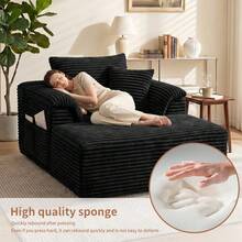 VerdeCore 48" Oversized Single Cloud Sofa Bed, Deep Seat Cushion, No Assembly Required, Boneless Fluffy Couch With Plush Cushions, Modern Sleeper Loveseat For Living Room, Bedroom, Small Spaces, Apartment, Movie Night - 黑色 - 查看 7