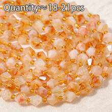 18-21 pièces Perles de pierre naturelle colorées en forme de losange pointu, perles d'espacement, accessoires de matériau semi-fini pour bijoux faits main DIY, perles en vrac - perles pointues en losange - Voir 17