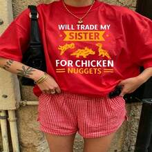 Cute Daily Casual Graphic T-Shirt 100% Cotton Oversized Soft Breathable Casual Crewneck Short Sleeve Top Aesthetic Daily Fashion Lovers Casual Wearers Gift Givers  Basic - 紅色 - 查看 18