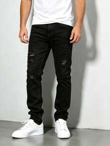 Teenager Black Distressed Denim Jeans - Black - View 2
