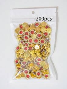 10-200 Pieces Of 12mm Red Rhinestone Flowers, With A Red Rhinestone In The Center Surrounded By Small White Rhinestones, In A Sunflower Pattern. Sparkly Rhinestone Flowers, DIY Craft Accessories, Perfect For Floral Headpieces And Clothing Decoration. - 12mm Red Rhinestone Flower - View 11
