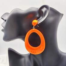 1 Pair Fluorescent Hoop Earrings, Elegant Minimalist Thick Design, 6 Colors Available, Suitable For Women's Daily Wear, Dates, Parties, Holiday Gifts, Acrylic Material, All Season Wear - Multicolor - View 7