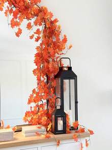 12 piezas, Corona de hojas caídas de otoño, Decoración de otoño, Hojas caídas artificiales, Corona de enredadera de hojas de arce colgante de otoño, Adecuada para el hogar, jardín, fondo de pared, chimenea, boda, fiesta, Halloween, Decoración de Acción de Gracias - Rojo - Ver 4