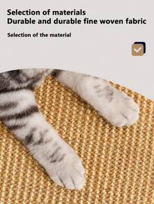 1 pieza Alfombra para arañar gatos, Alfombras de rascador de gato de sisal natural para gatos de interior, Rascador de pared horizontal para gatos, Alfombra de suelo para gatitos con cinta adhesiva - 30*50 cm - Ver 3