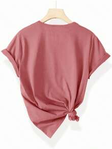 1 Loose-Fitting T-Shirt With Heart And Leopard Print, Modern And Eye-Catching Design, Comfortable And Versatile Style, New Y2K Summer Style. - 磚紅色 - 查看 2