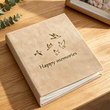 1pc Large 18x23cm / 4x6 Inch Photo Album With 3 Exquisite Embossed Gold Foil Patterns: Flying Birds, Hearts And Holding Hands - Multicolor - View 8