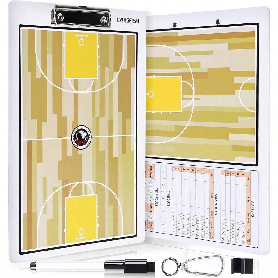 Basketball Dry Erase Clipboard, Waterproof Basketball Clipboard Double-Sided Basketball White Board Writable And Erasable Basketball Dry Erase Board White - White - View 1