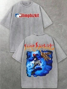 o gráfico estilo anime de Limp Bizkit para hombre, desde almacén de la UE/Reino Unido|Tela Lavada Suave| Conjuntos Casuales de Estilo Nu-Metal Rock| Camiseta Gráfica para Hombre, Moda Urbana - Blanco - Ver 1