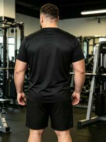 Men's Plus Size Short Sleeve Shirt And Shorts Set, Loose And Thin, Suitable For Fitness, Sports And Casual Wear Summer - Multicolor - View 3
