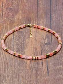 1 pieza Collar de cuentas de piedra natural con colores arcoíris estilo bohemio y dopamina, cadena de clavícula vintage de orgullo para mujeres, adecuado para uso diario, vacaciones, viajes, uso casual, regalo de joyería de moda para familiares y amigos - color - Ver 10