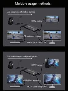 This Capture Card Integrates Audio And Video Capture Functions, Equipped With A Microphone, Supports 4K HDTV Loop Output, Can Record 1080p 60fps Video, Suitable For Gaming, Live Streaming, Video Conferencing, As Well As Switch, PS, OBS, Cameras And PCs. (Before Purchasing, Please Ensure Your Device Specifications Support High-Definition TV Connection.) - Black - View 7
