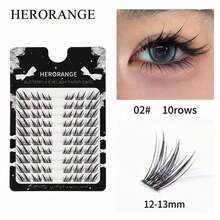 HERORANGE 懶人自黏式兔子單簇假睫毛 18/36/60簇裝,12-13mm 傾斜翼型外眼角加長款,自然無瑕妝感,適合相機妝容 - 查看 8