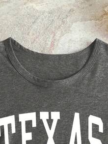 Audaces de Texas - Top Casual de Cuello Redondo y Manga Corta con Diseño de Estrellas, Tejido Transpirable de Elasticidad Media, Lavable a Máquina para Primavera/Verano, Camisetas para Damas - Gris Oscuro - Ver 3