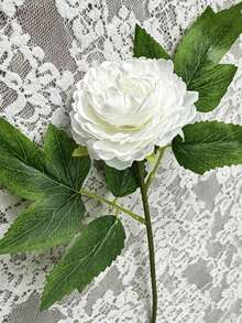 80/40pcs White Peony Artificial Flowers, Silk Peony Artificial Flowers With Stems, Realistic, Suitable For Table Centerpiece Decoration, Wedding, Home, Party, Bridal Bouquet Decoration (White) - White - View 5