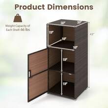 Outdoor Storage Cabinet PE Wicker Buffet Sideboard With Shelf Open & Compartment Mix Brown/Black/Mix Gray - A - View 7