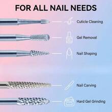 5 Peças/Conjunto Brocas Padrão de 3/32" para Lixa Elétrica de Unhas, Ferramenta de Lixa Elétrica para Unhas, Cortador de Fresagem com Tira de Moagem Fina, Acessórios Profissionais para Cuidados com as Unhas e Manicure, Embalados Individualmente, Portátil - Prata - Visão 6