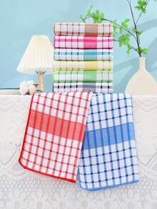 1 pieza/12 piezas Paño de cocina/Estropajo estampado a cuadros moderno, Toalla de cocina, Microfibra ultrasuave, Alta absorción, Color dopamina, Tecnología de impresión 3D, Colores vibrantes, Lavable y duradero, Adecuado para cocina, sala de té, sala de estar - Multicolor - Ver 4